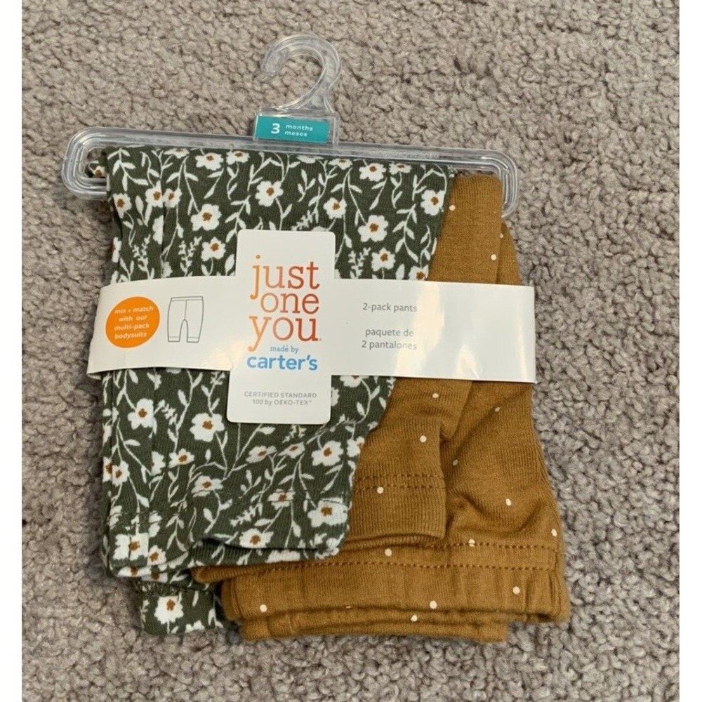 Just One You by Carters Baby Infant Girls 2‎ pk Pants Elastic Waist Size 3M